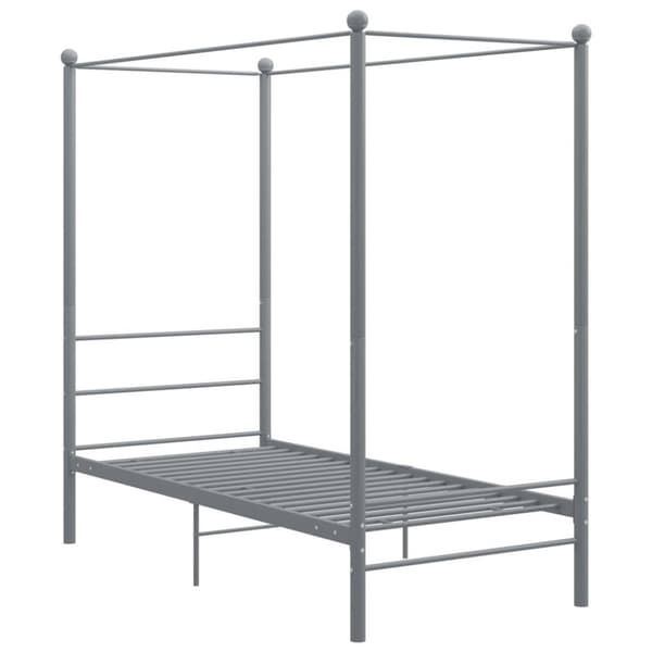 vidaXL Himmelsengeramme grå metall 90x200 cm