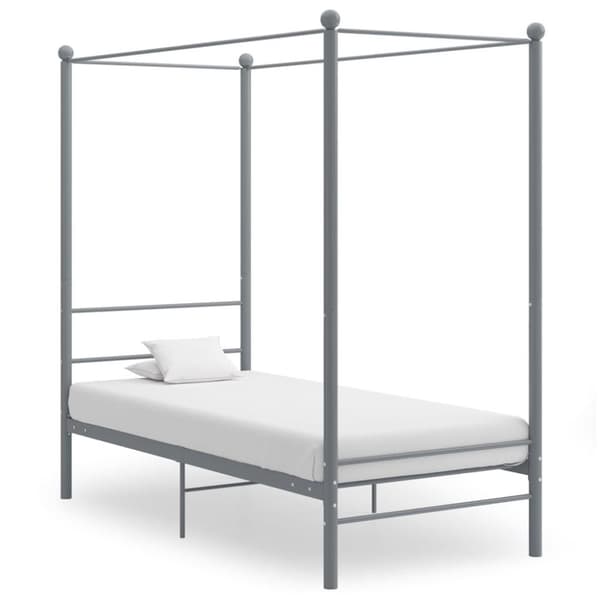 vidaXL Himmelsengeramme grå metall 90x200 cm