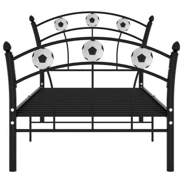 vidaXL Sengeramme med fotballdesign svart metall 90x200 cm
