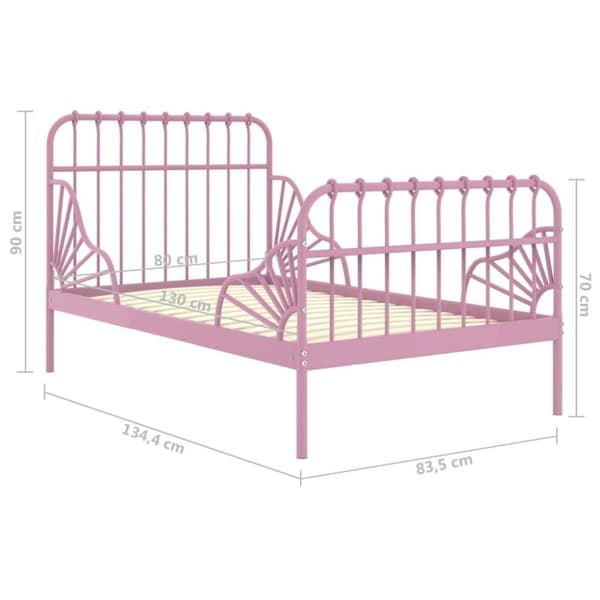 vidaXL udvideligt sengestel 80x130/200 cm metal pink