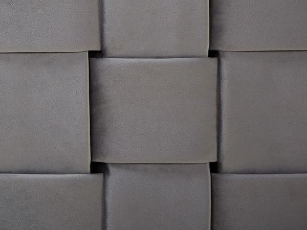 Velourseng Grå Polstret Guld Metalben 180 x 200 cm Dekorativ Dobbeltseng med Flet Origami Sengegavl Moderne Glamour Soveværelse Indretning