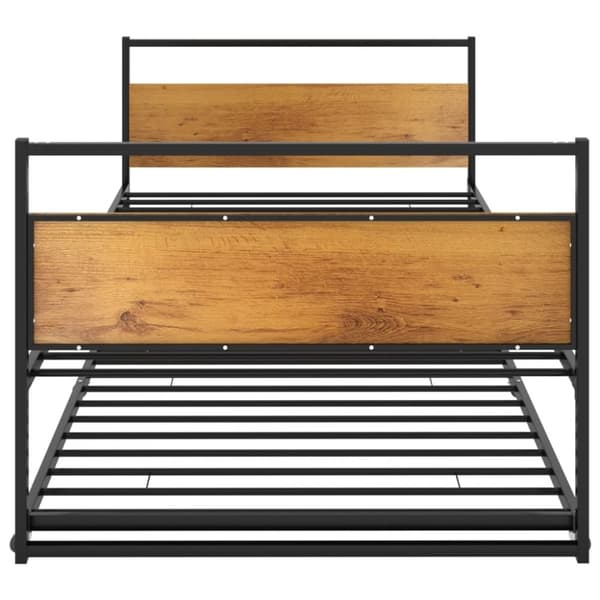 vidaXL Utdragbar sängram svart metall 90x200 cm
