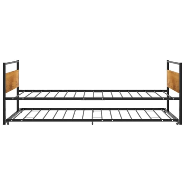 vidaXL Utdragbar sängram svart metall 90x200 cm