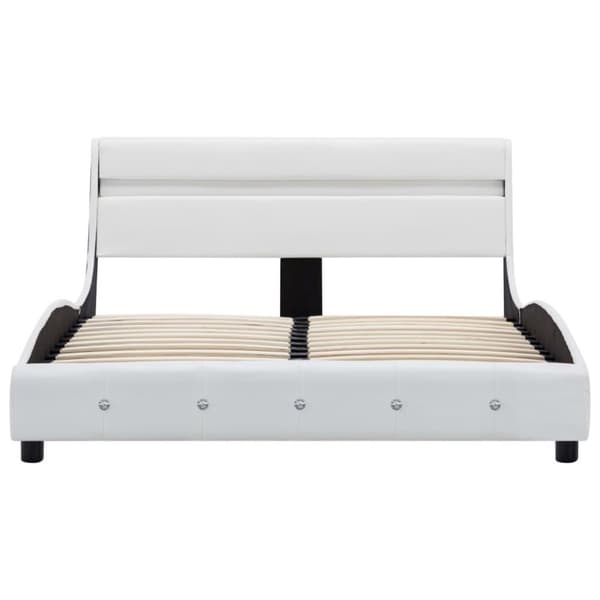Medina Bed Frame LED White Artificial nahka 140x200 cm