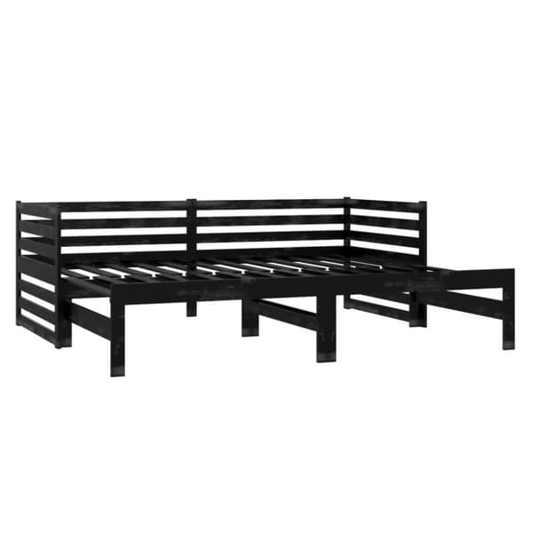 vidaXL Dagbädd svart massiv furu 2x(90x200) cm