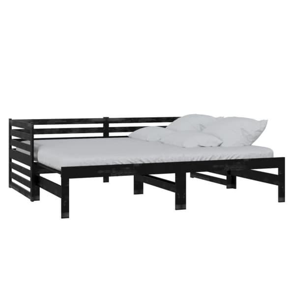 vidaXL Dagbädd svart massiv furu 2x(90x200) cm