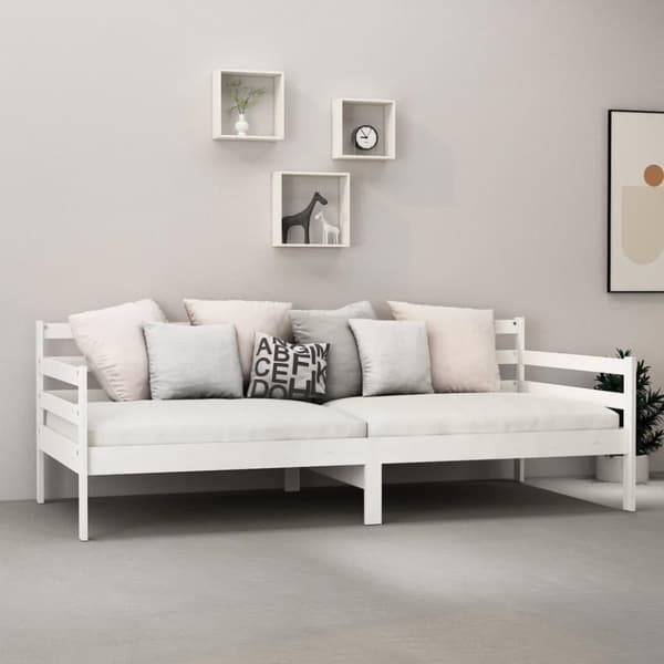 vidaXL Päivävuode valkoinen täysi mänty 90x200 cm