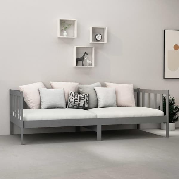 vidaXL daybed 90x200 cm massivt fyrretræ grå
