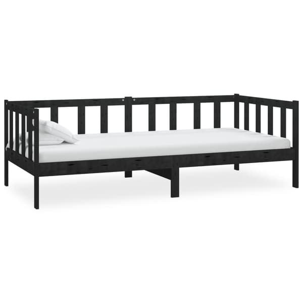 vidaXL Päivävuode musta täysi mänty 90x200 cm