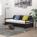 Miniatyrbild 3 av 10: vidaXL Dagbädd svart massiv furu 2x(90x200) cm