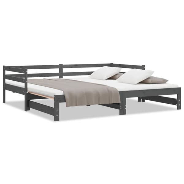 vidaXL Dagbädd utdragbar grå massiv furu 2x(90x200) cm
