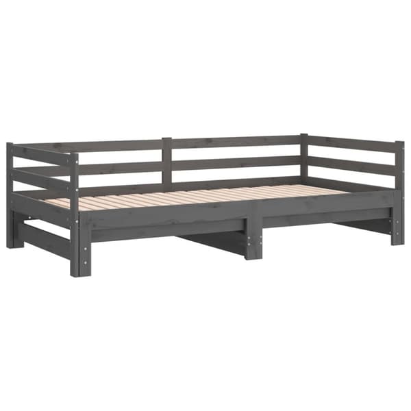 vidaXL Dagbädd utdragbar grå massiv furu 2x(90x200) cm