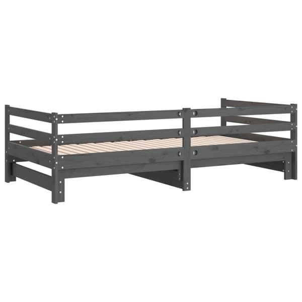 vidaXL Dagbädd utdragbar grå massiv furu 2x(90x200) cm