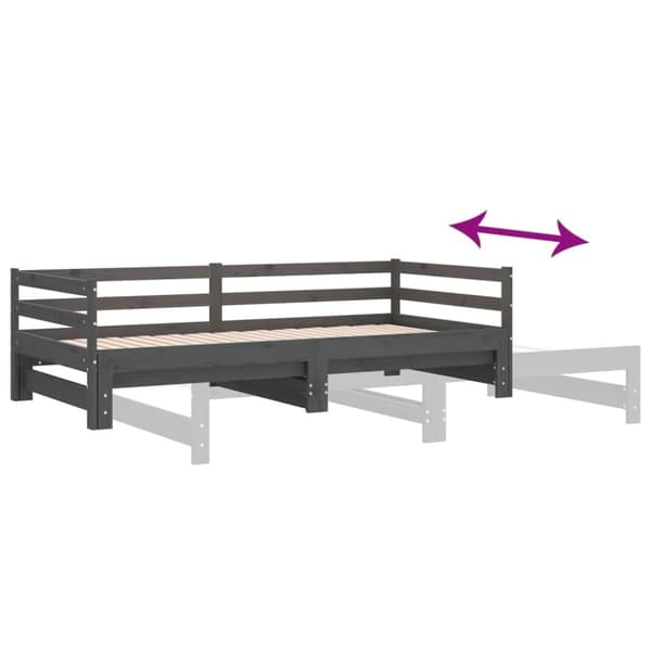 vidaXL Dagbädd utdragbar grå massiv furu 2x(90x200) cm