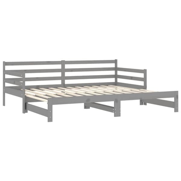 vidaXL Dagbädd utdragbar grå massiv furu 2x(90x200) cm