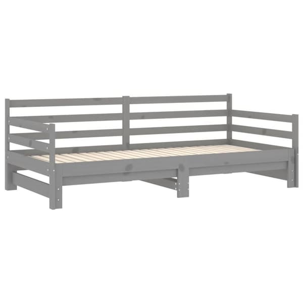 vidaXL Dagbädd utdragbar grå massiv furu 2x(90x200) cm