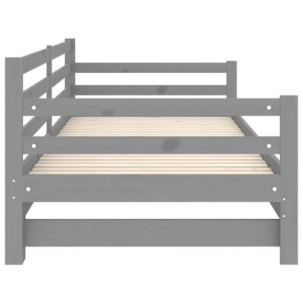 vidaXL Dagbädd utdragbar grå massiv furu 2x(90x200) cm