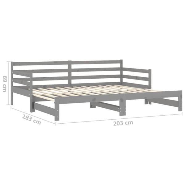 vidaXL Dagbädd utdragbar grå massiv furu 2x(90x200) cm