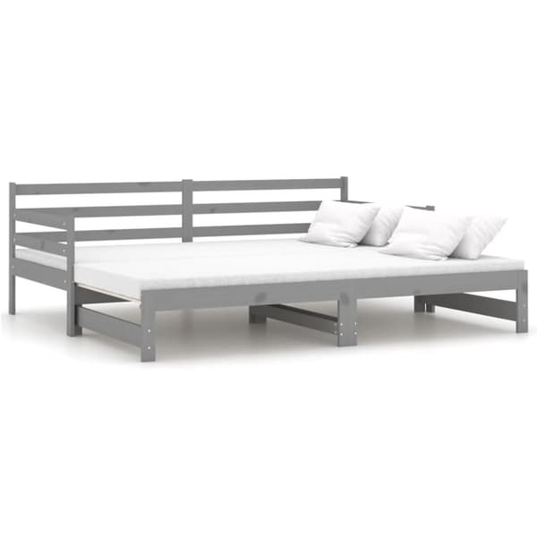 vidaXL Dagbädd utdragbar grå massiv furu 2x(90x200) cm