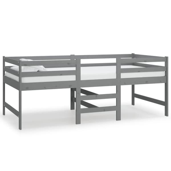 vidaXL mellemhøj seng 90x200 cm massivt fyrretræ grå