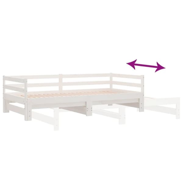 vidaXL daybed med udtræk 2x(90x200) cm massivt fyrretræ hvid