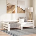 Pikkukuva 1 / 9: vidaXL Päivävuode ulosvedettävä valkoinen täysi mänty 2x (90x200) cm