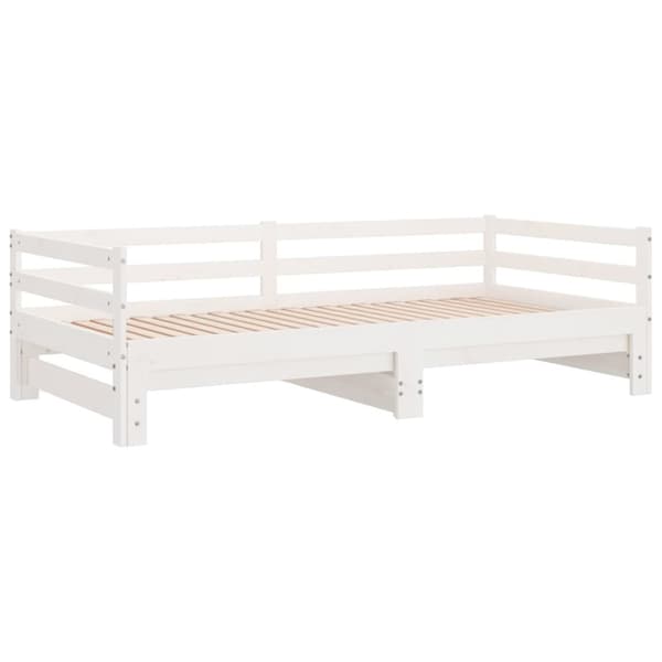 vidaXL Dagbädd utdragbar vit massiv furu 2x(90x200) cm