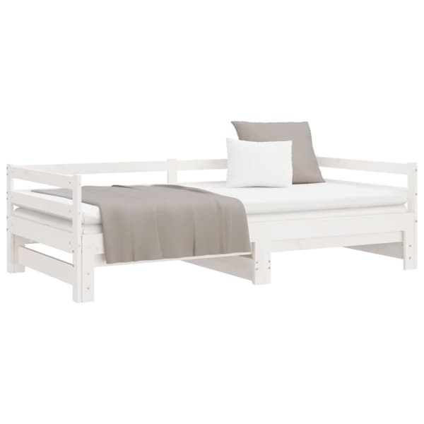 vidaXL Dagbädd utdragbar vit massiv furu 2x(90x200) cm