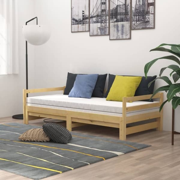 vidaXL Dagbädd utdragbar 2x(90x200) cm massiv furu