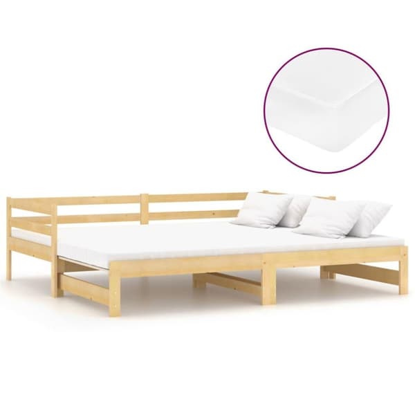 vidaXL Dagbädd utdragbar 2x(90x200) cm massiv furu