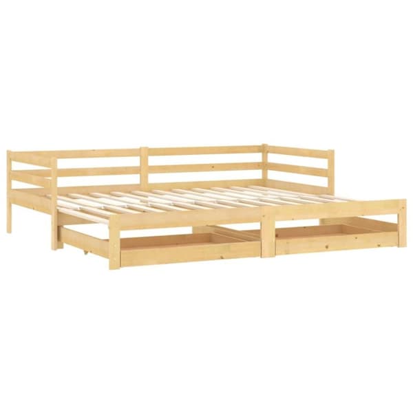 vidaXL Dagbädd utdragbar 2x(90x200) cm massiv furu