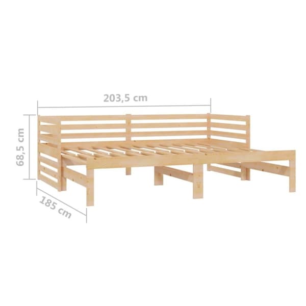 vidaXL daybed med udtræk 2x(90x200) cm massivt fyrretræ