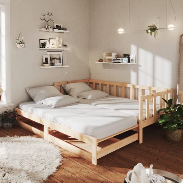 vidaXL daybed med udtræk 2x(90x200) cm massivt fyrretræ