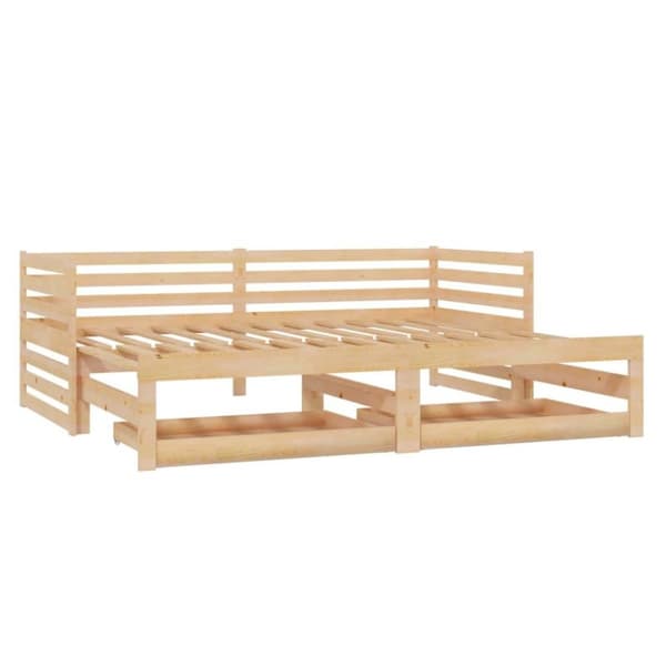 vidaXL daybed med udtræk 2x(90x200) cm massivt fyrretræ