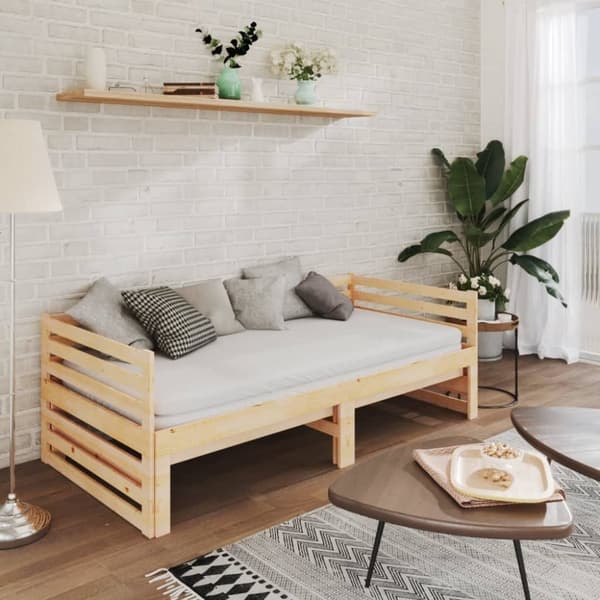 vidaXL daybed med udtræk 2x(90x200) cm massivt fyrretræ