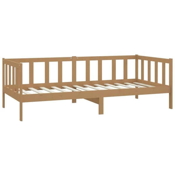 vidaXL daybed med madras 90x200 cm massivt fyrretræ gyldenbrun