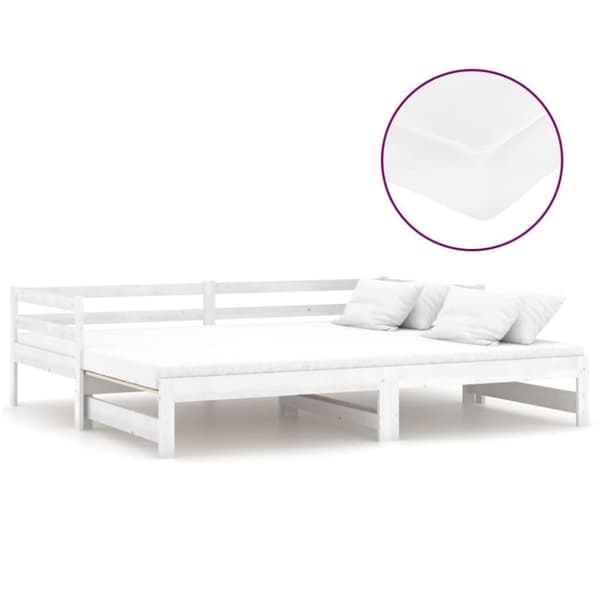 vidaXL Dagbädd utdragbar 2x(90x200) cm vit massiv furu