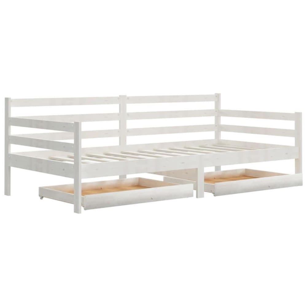 vidaXL Dagbädd med lådor 90x200 cm vit massiv furu