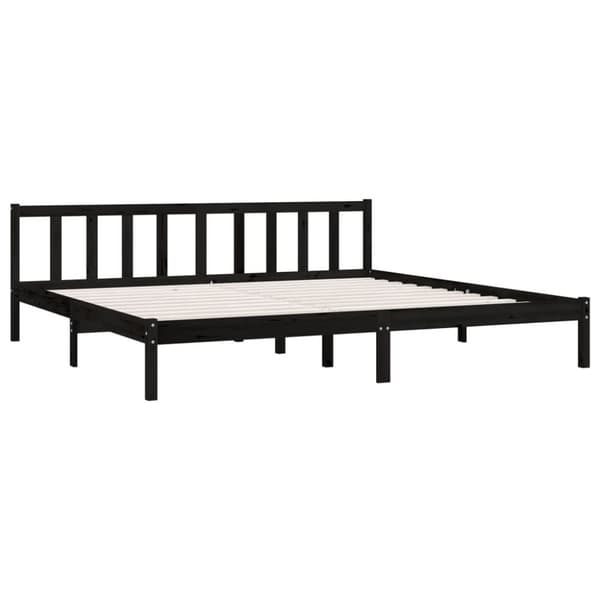 vidaXL Sängynrunko musta täysi mänty 200x200 cm