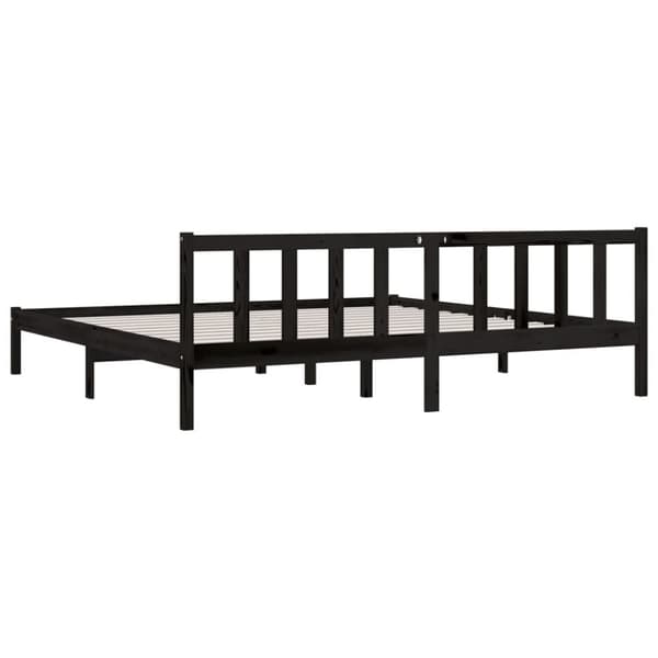 vidaXL Sängynrunko musta täysi mänty 200x200 cm