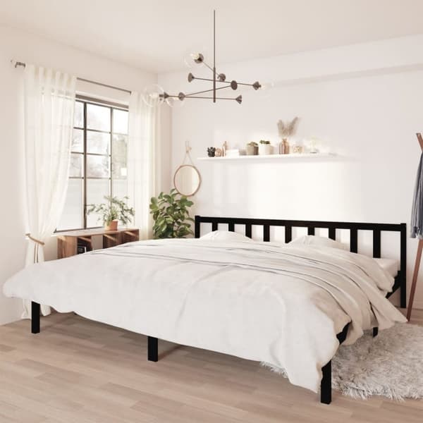vidaXL Sängynrunko musta täysi mänty 200x200 cm