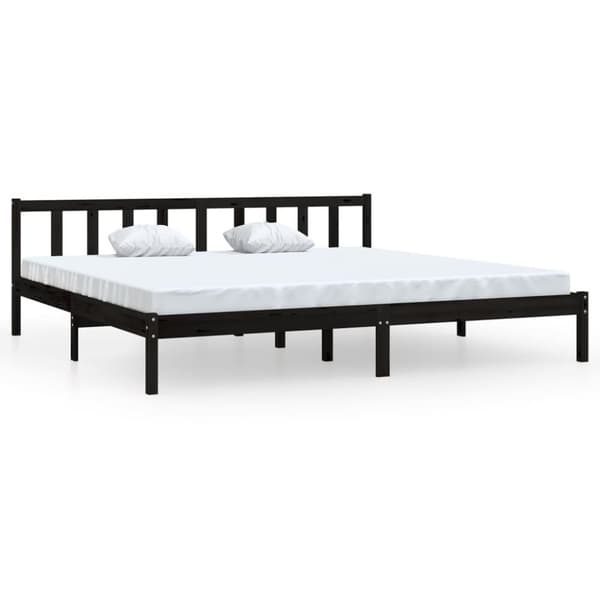 vidaXL Sängynrunko musta täysi mänty 200x200 cm