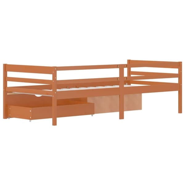 vidaXL Sängynrunko laatikoilla ja kaapilla hunajanrusk. mänty 90x200cm
