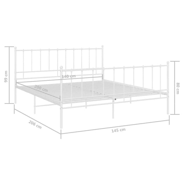 vidaXL sengestel 140x200 cm metal hvid