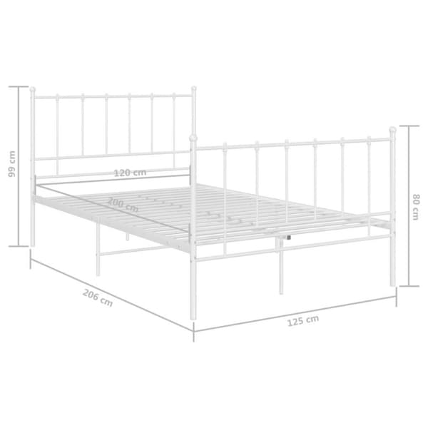 vidaXL sengestel 120x200 cm metal hvid