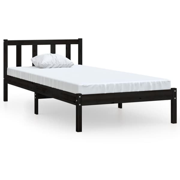 vidaXL Sengeramme svart heltre furu 100x200 cm