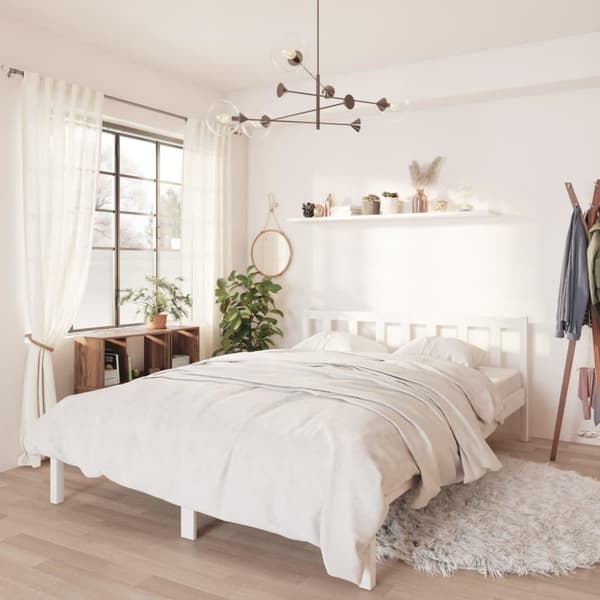 vidaXL sengestel 120x190 cm Small Double massivt fyrretræ hvid
