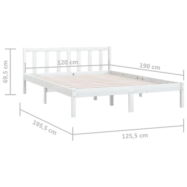 vidaXL sengestel 120x190 cm Small Double massivt fyrretræ hvid