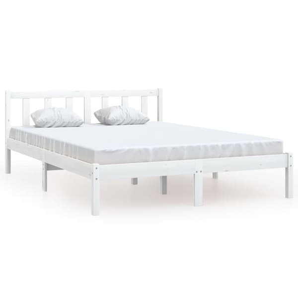 vidaXL sengestel 120x190 cm Small Double massivt fyrretræ hvid