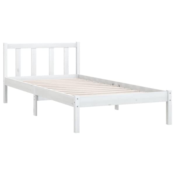 vidaXL Sängynrunko valkoinen täysi mänty 90x190 cm Single